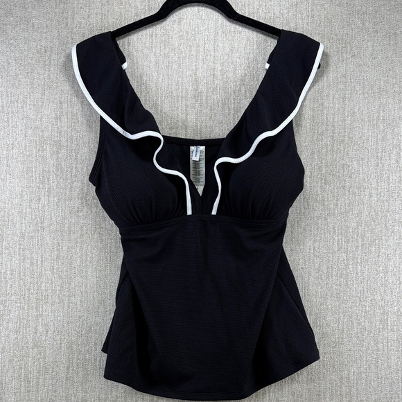 Tommy Bahama Other - Tommy Bahama Island Cays Cabana Ruffle Tankini Top Black Large NWT UPF 50